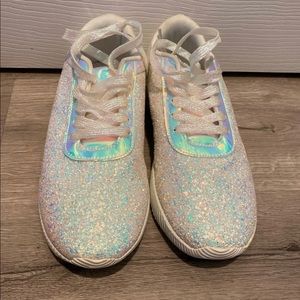 Iridescent white sneakers